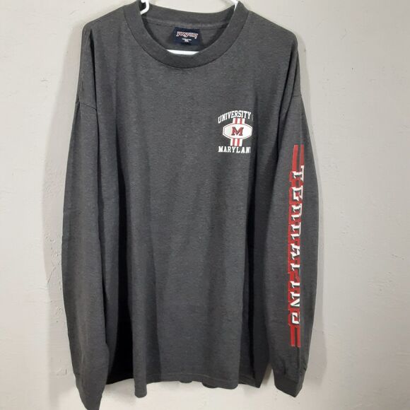 University Of Maryland Terrapins Mens XL Gray Long Sleeve T Shirt Jansport USA - Picture 1 of 8